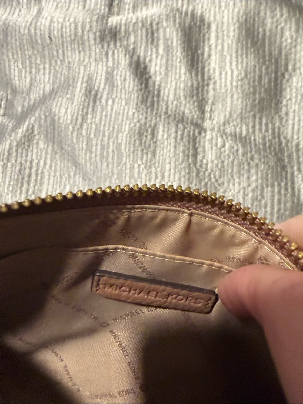 Michael Kors Taupe Pebbled Leather Zip Wristlet - Picture 3 of 3